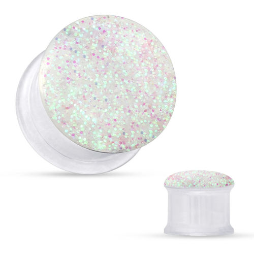 PAIR Glitter Front Clear Acrylic Tunnels Plugs