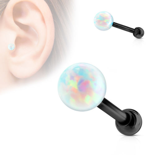 1pc Opal Ball Tragus Ring 16g 1/4"