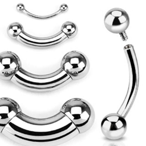 1pc 316L Steel Internally Threaded Bent Curved Barbell Eyebrow Ring
