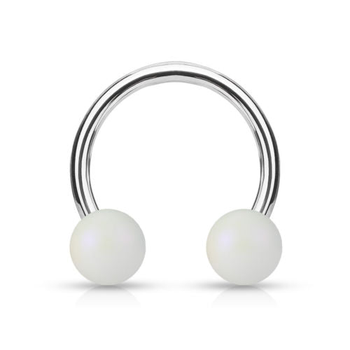 PAIR Pearl Coated Horseshoe Barbell Lip / Nipple / Septum Rings