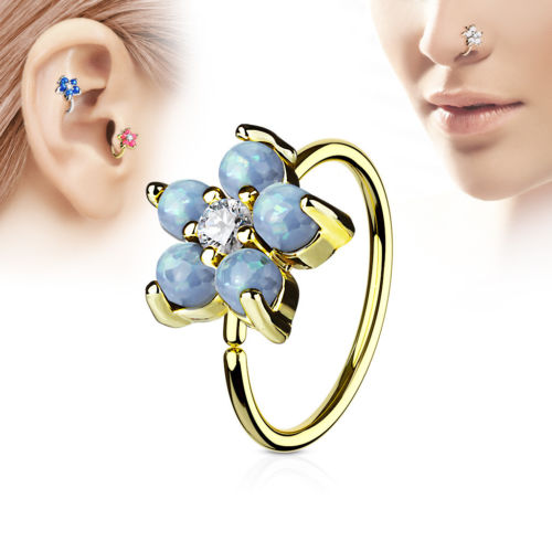 1pc Opal Glitter Flower Hoop Nose / Cartilage Ring