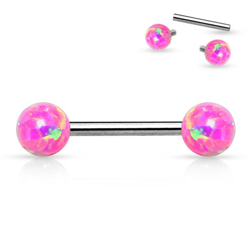 1pc Internally Threaded Opal Ball Nipple / Tongue Ring