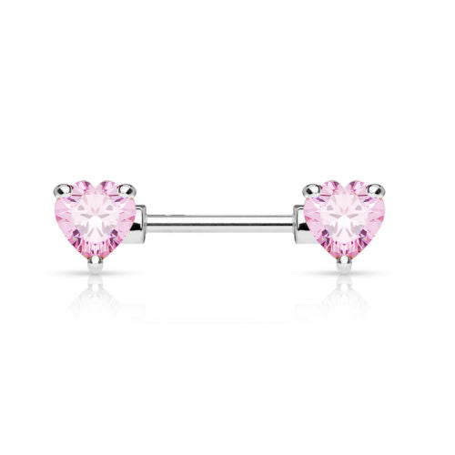 PAIR Double Heart Gem Nipple Rings Shields