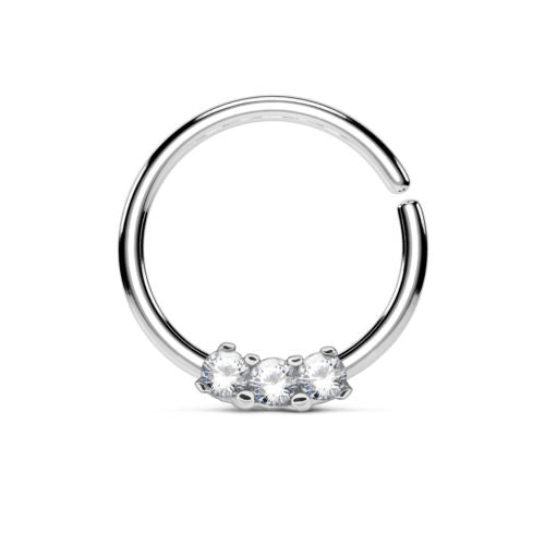 1pc Bendable Three CZ Gem Septum / Cartilage Hoop Ring