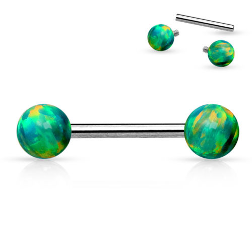 1pc Internally Threaded Opal Ball Nipple / Tongue Ring