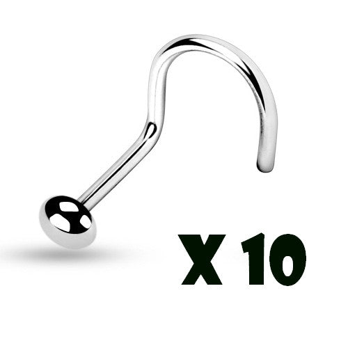 10pcs Surgical Steel Nose Screws - choose ball, spike, flat ball or dome style