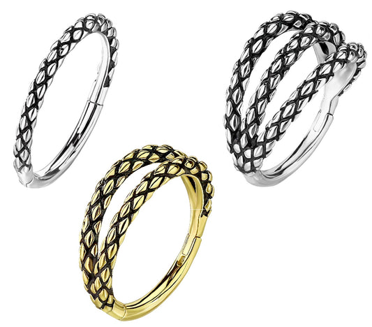 1pc Hinged Segment Ring Septum Clicker Snake Skin Helix Daith Orbital Hoop