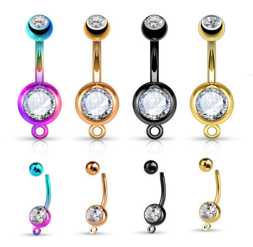 1pc Add-a-Charm Rose Gold, Yellow Gold, Black or Rainbow Belly Ring Navel Naval