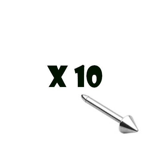 10pcs Surgical Steel Nose Rings Studs / Bones - choose ball, spike, flat ball or dome style