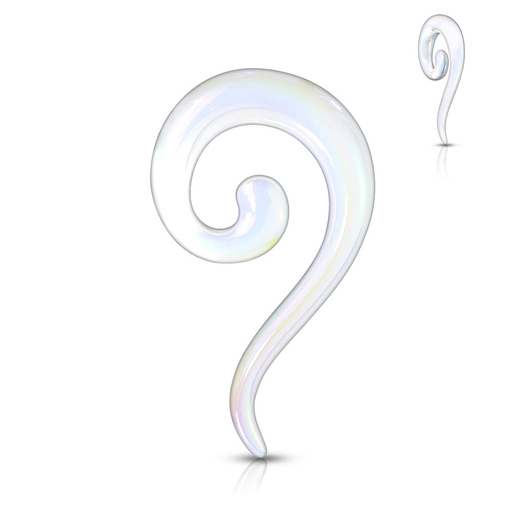 PAIR Pearl White Acrylic Spiral Tapers Plugs Tunnels Earlets Gauges