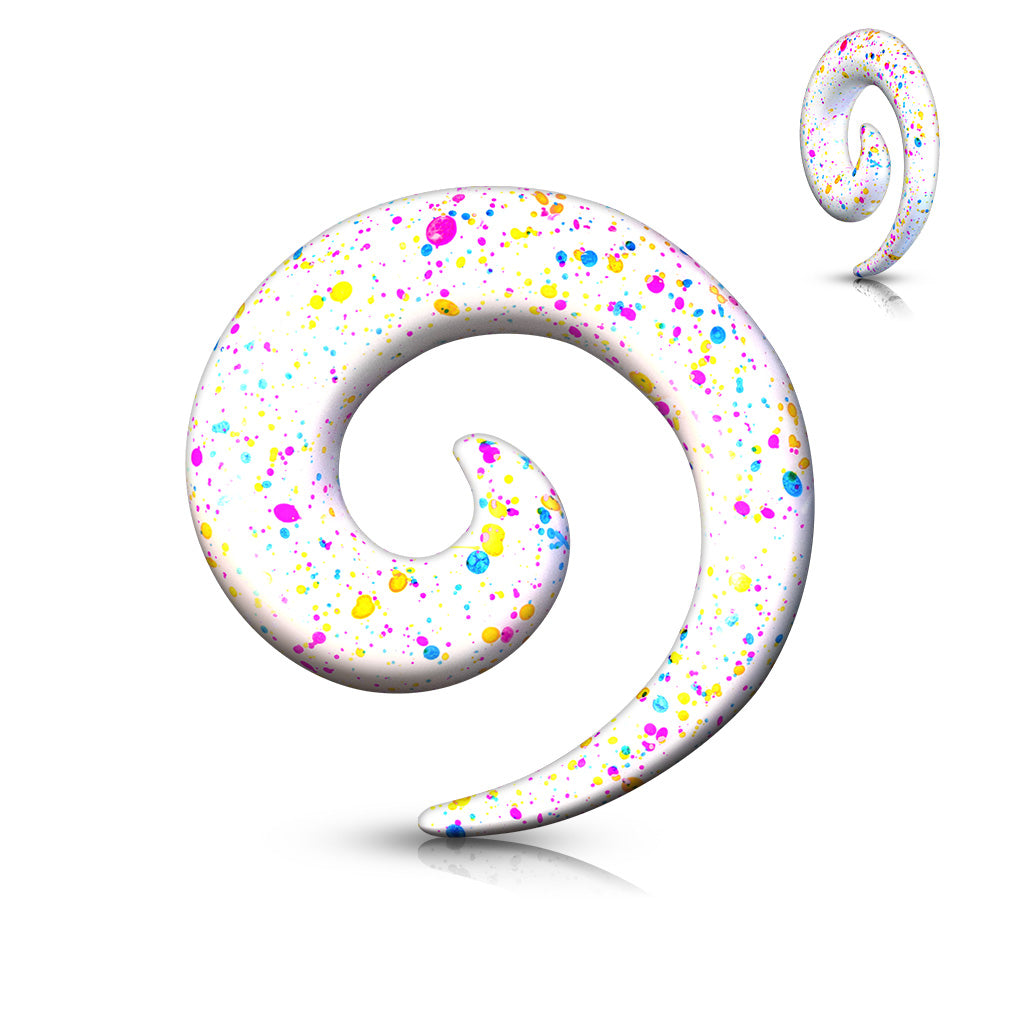 PAIR Paint Splatter Acrylic Spiral Tapers Plugs Tunnels Earlets Gauges