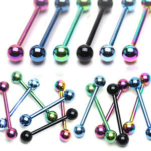 6pcs Titanium Anodized Tongue Rings Barbells