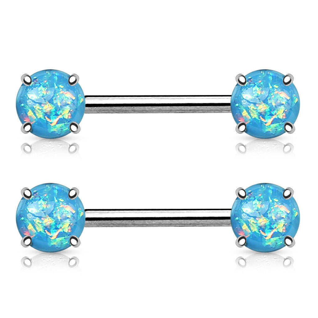 PAIR Synthetic Opal Glitter Nipple Rings