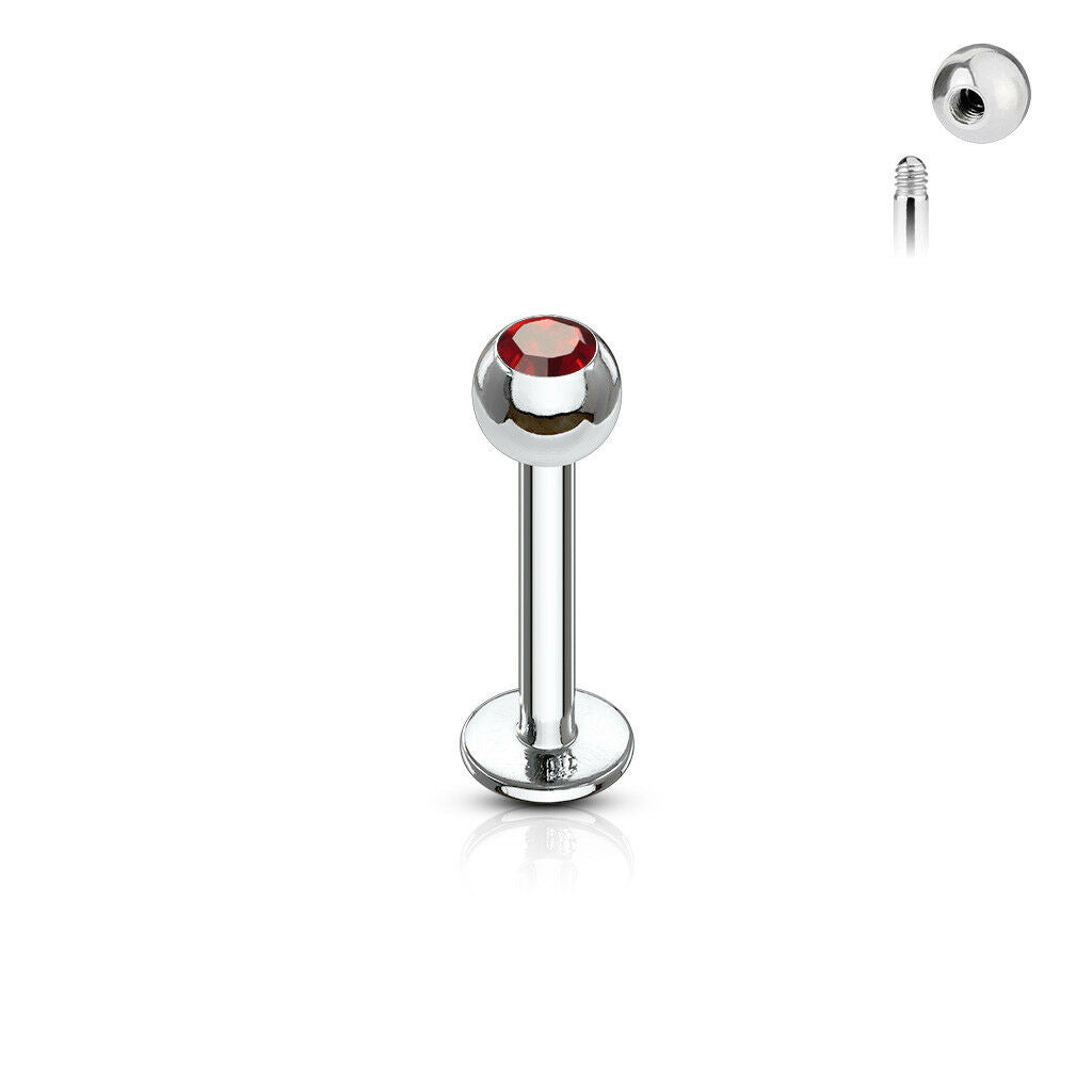 1pc Press-Fit Gem Ball 316L Surgical Steel 16g Labret Monroe Cheek Tragus Helix Barbell
