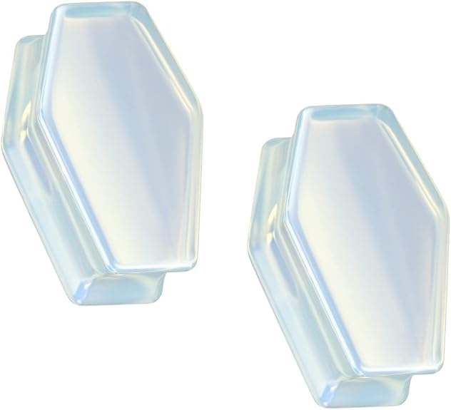 PAIR Opalite Glass Stone Double Flare Coffin Shaped Plugs Earlet Gauges