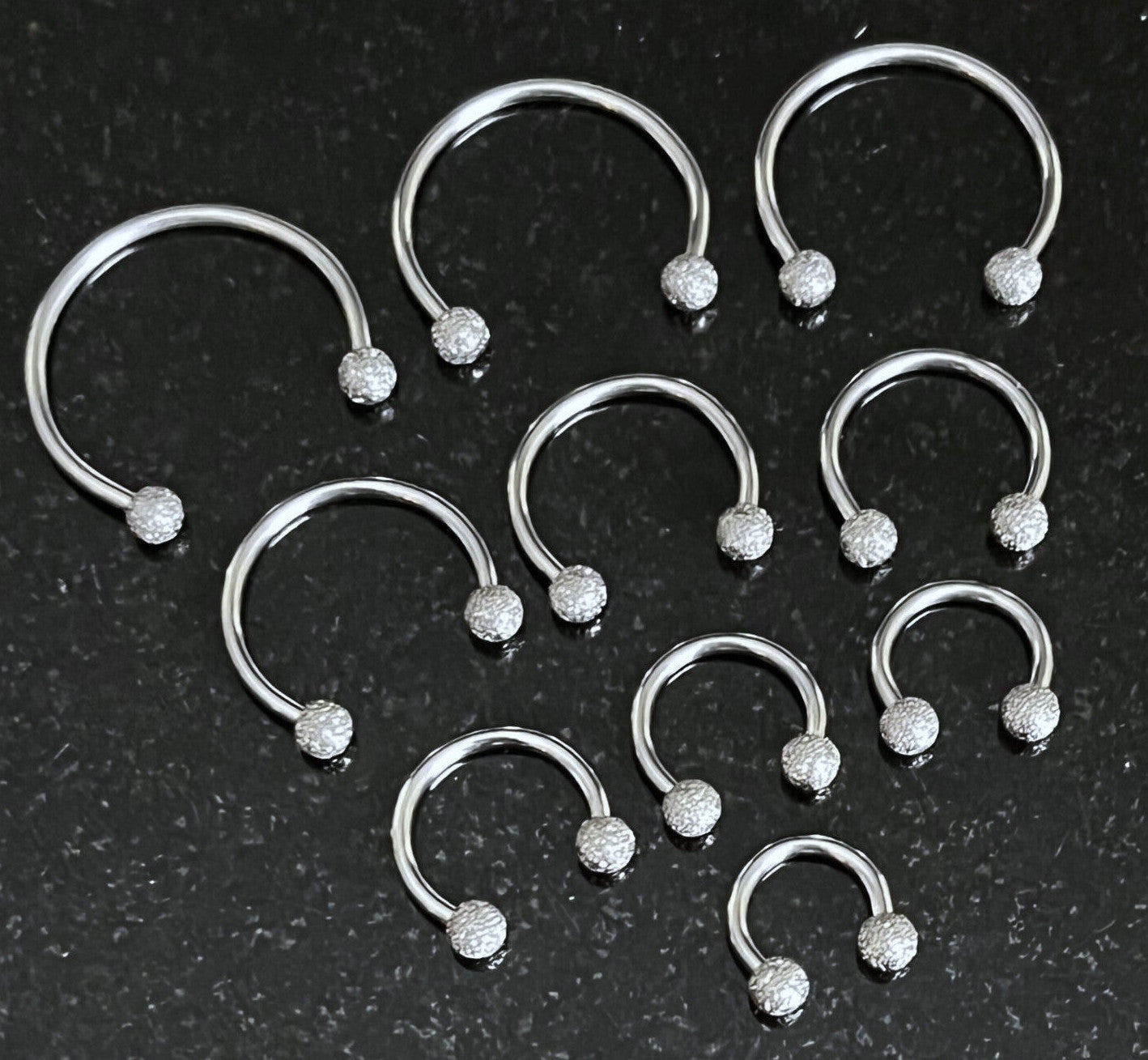1pc Surgical Steel 16g Frosted Balls Circular Horseshoe Barbell Lip Septum