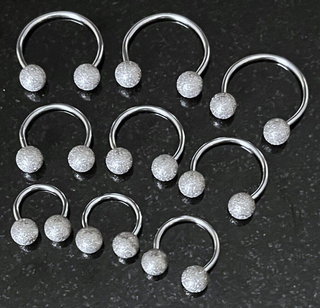 1pc Surgical Steel 16g Frosted Balls Circular Horseshoe Barbell Lip Septum