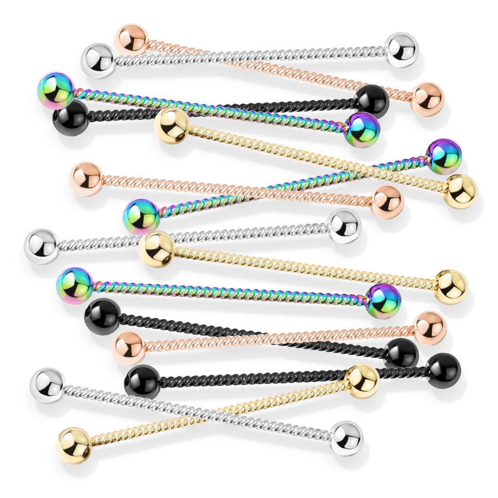 5pcs Twisted Rope Industrial Barbells 316L Surgical Steel Wholesale Body Jewelry