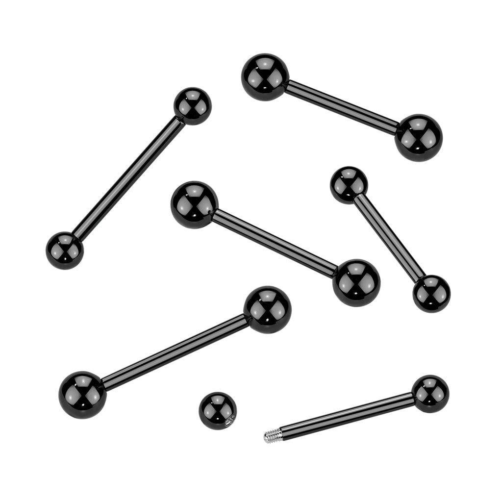 10pk Black PVD Surgical Steel Barbells Tongue Nipple Industrial Eyebrow Tragus Rings