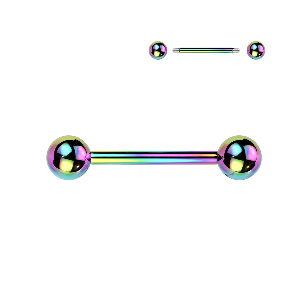 10pk Rainbow PVD Surgical Steel Barbells Tongue Nipple Industrial Eyebrow Tragus Rings