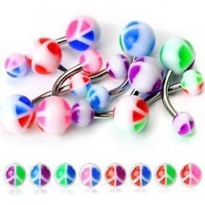 8pc Value Pack Peace Sign UV Acrylic Belly Rings Navel Piercing Pierced Naval