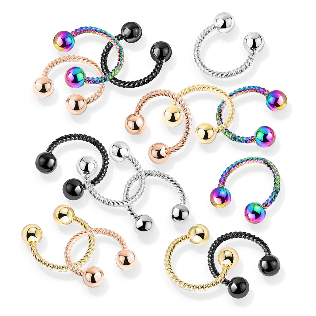 5pcs Twisted Rope Circular Barbells Ear Cartilage, Septum Wholesale Body Jewelry