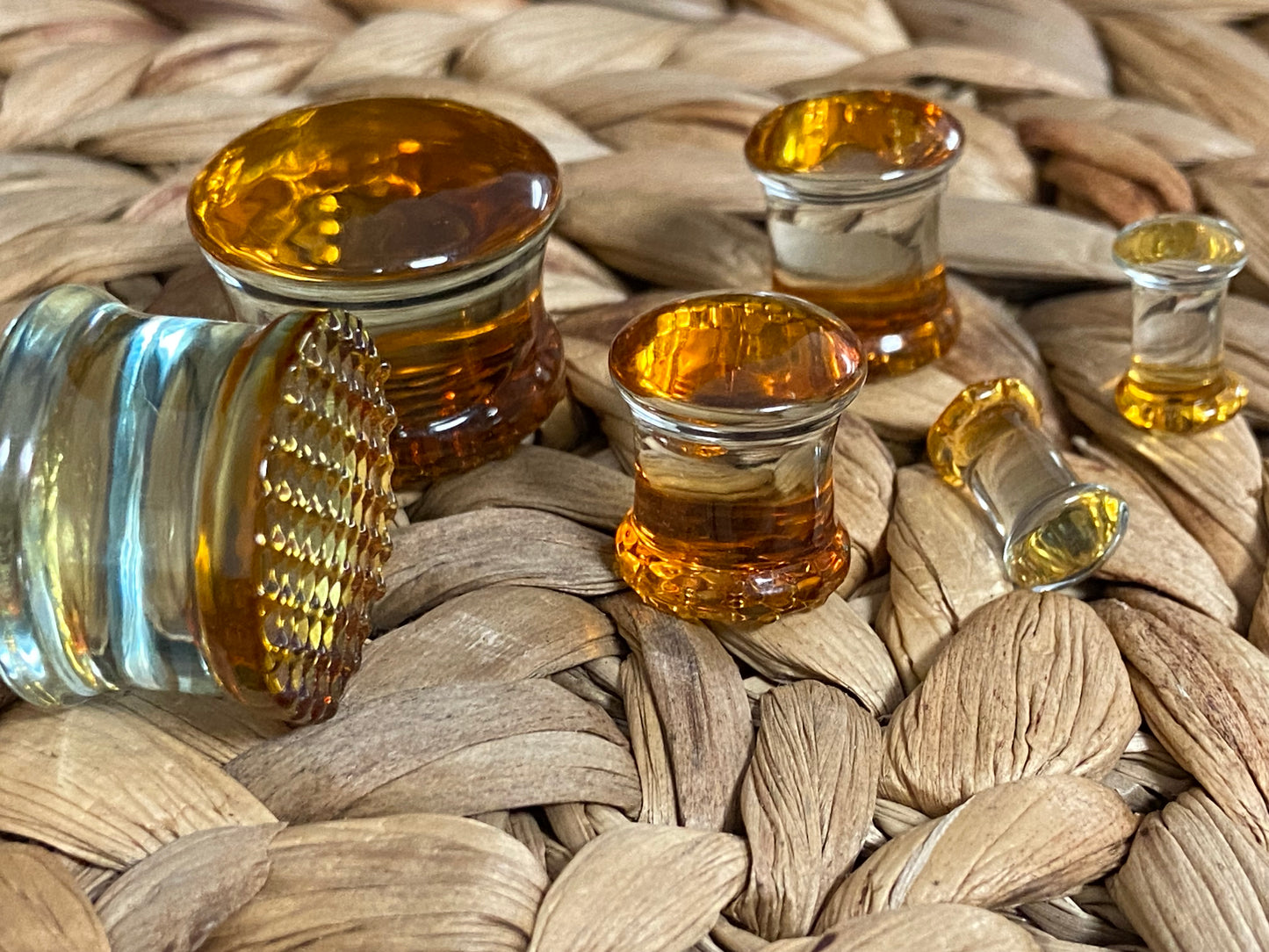 PAIR Honey Comb Design Glass Plugs Honeycomb