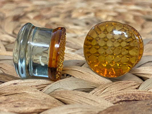 PAIR Honey Comb Design Glass Plugs Honeycomb