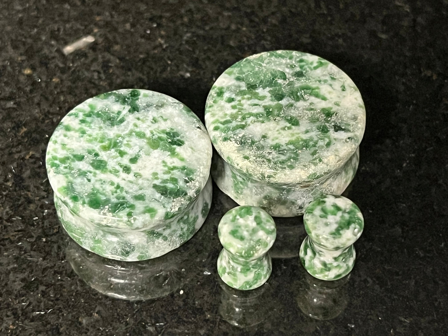 PAIR Qinghai Jade Stone Double Flare Plugs Organic Tunnels Gauges Body Jewelry