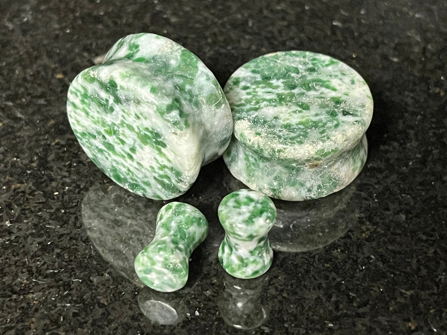 PAIR Qinghai Jade Stone Double Flare Plugs Organic Tunnels Gauges Body Jewelry