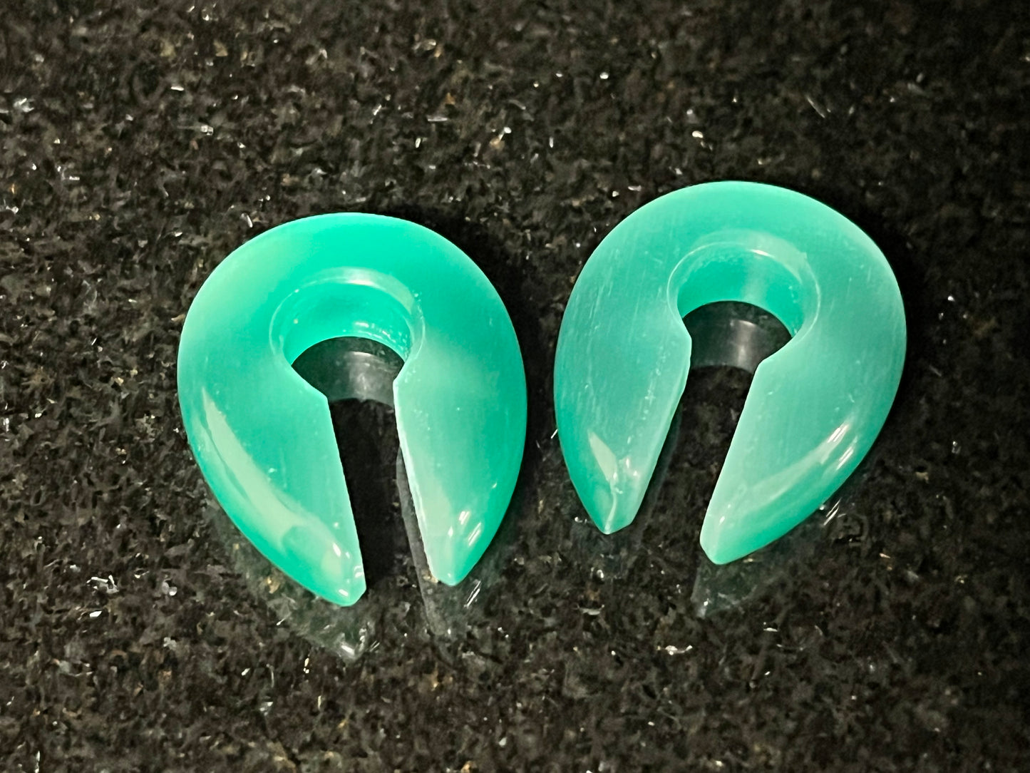 PAIR Seafoam Cat Eye Keyhole Hanger Ear Weight Plug Gauge Tunnel Stone Gauges