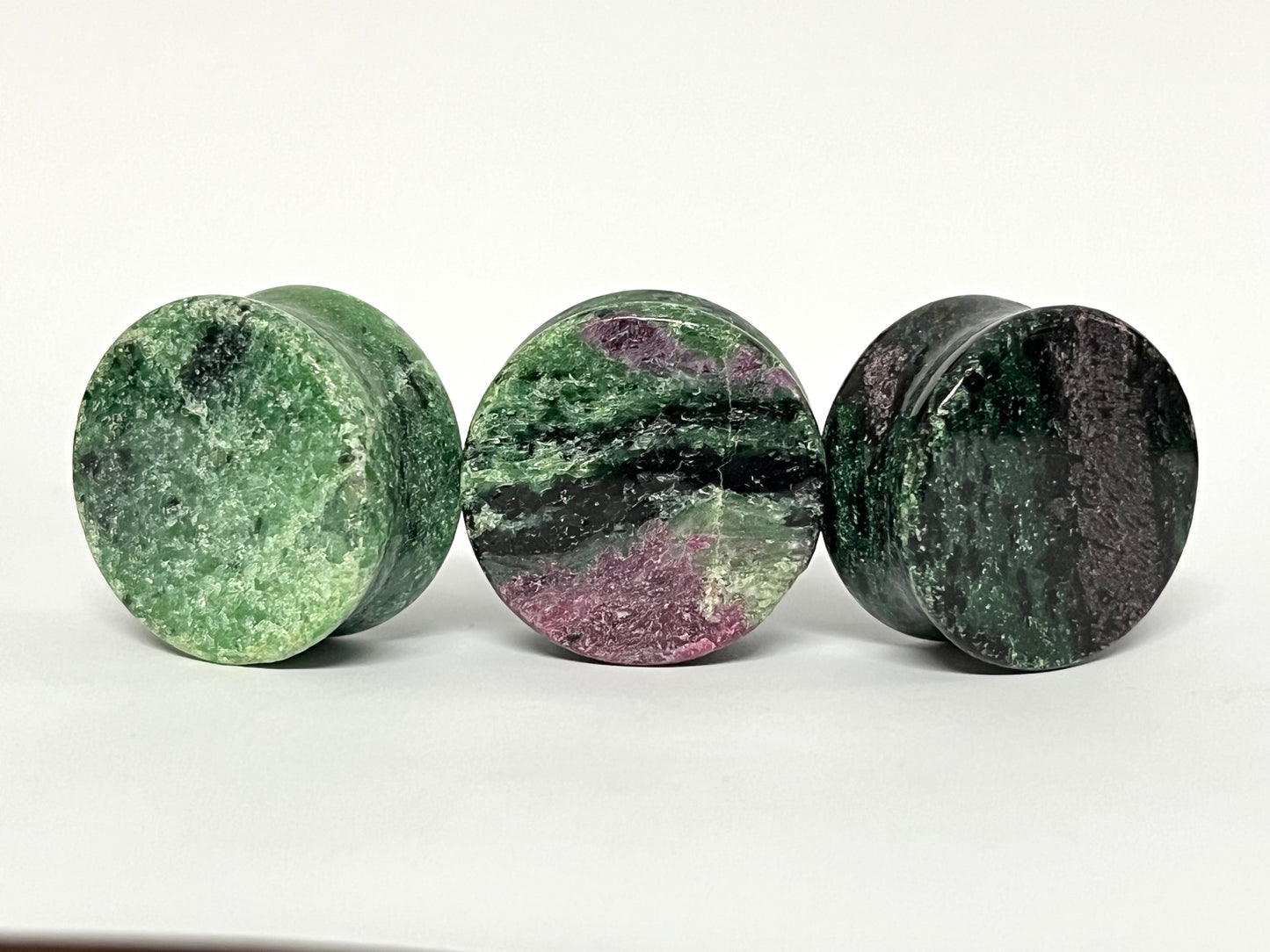 PAIR Zoisite Ruby Stone Double Flare Plugs Organic Anyolite Gauges Body Jewelry