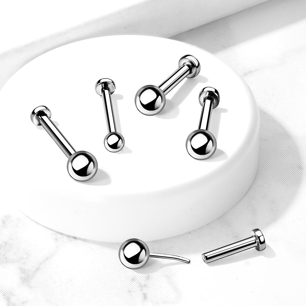 1pc Titanium Push In Ball Labret Threadless Stud Lip Ring Helix Ear Cartilage