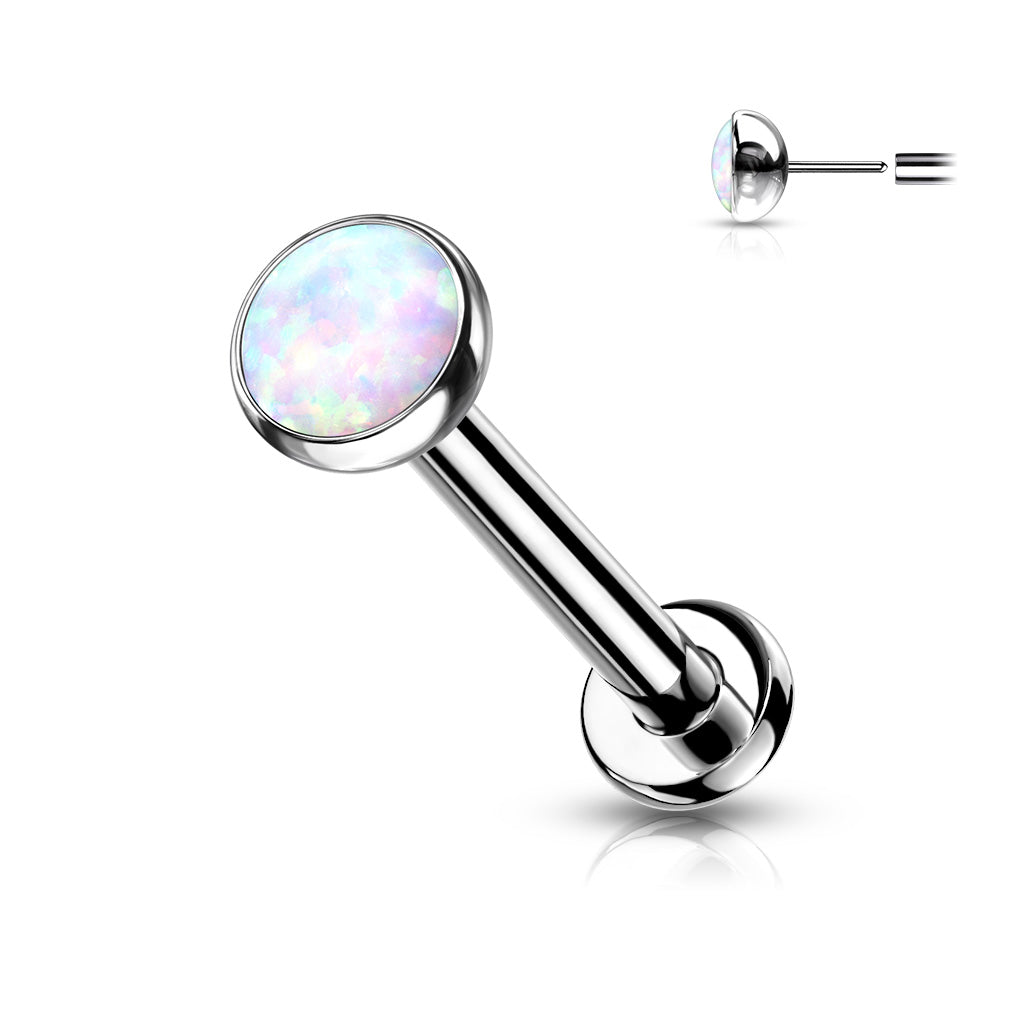 1pc Titanium Push In Opal 16g Labret Monroe Stud Lip Ring Helix Ear Cartilage