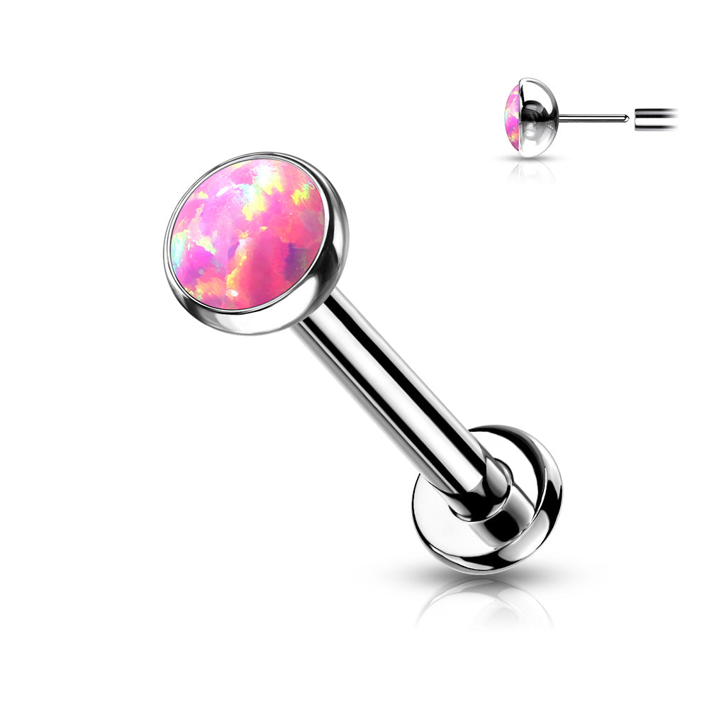 1pc Titanium Push In Opal 16g Labret Monroe Stud Lip Ring Helix Ear Cartilage