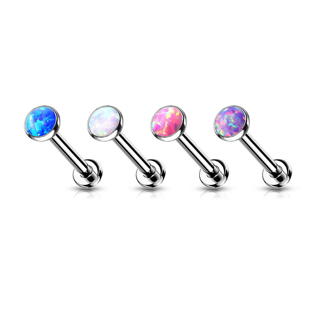 1pc Titanium Push In Opal 16g Labret Monroe Stud Lip Ring Helix Ear Cartilage