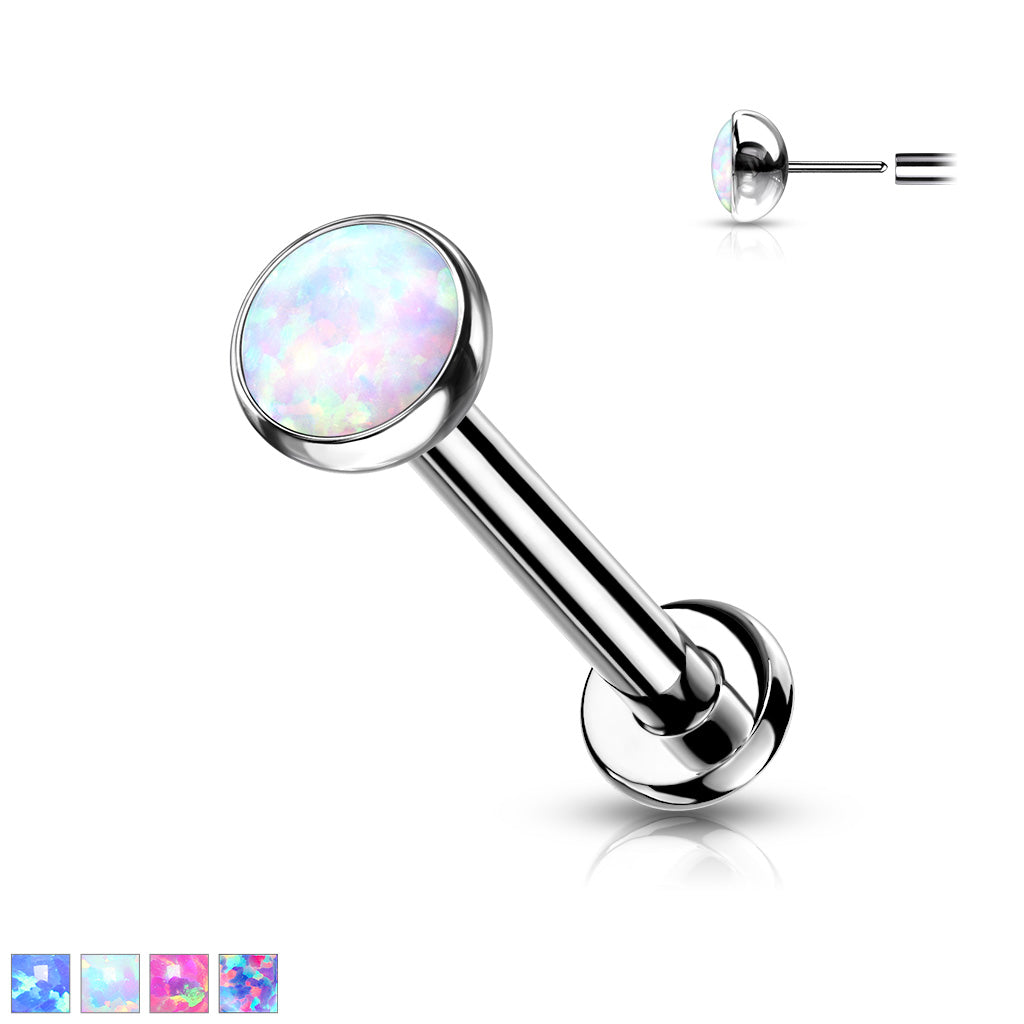 1pc Titanium Push In Opal 16g Labret Monroe Stud Lip Ring Helix Ear Cartilage