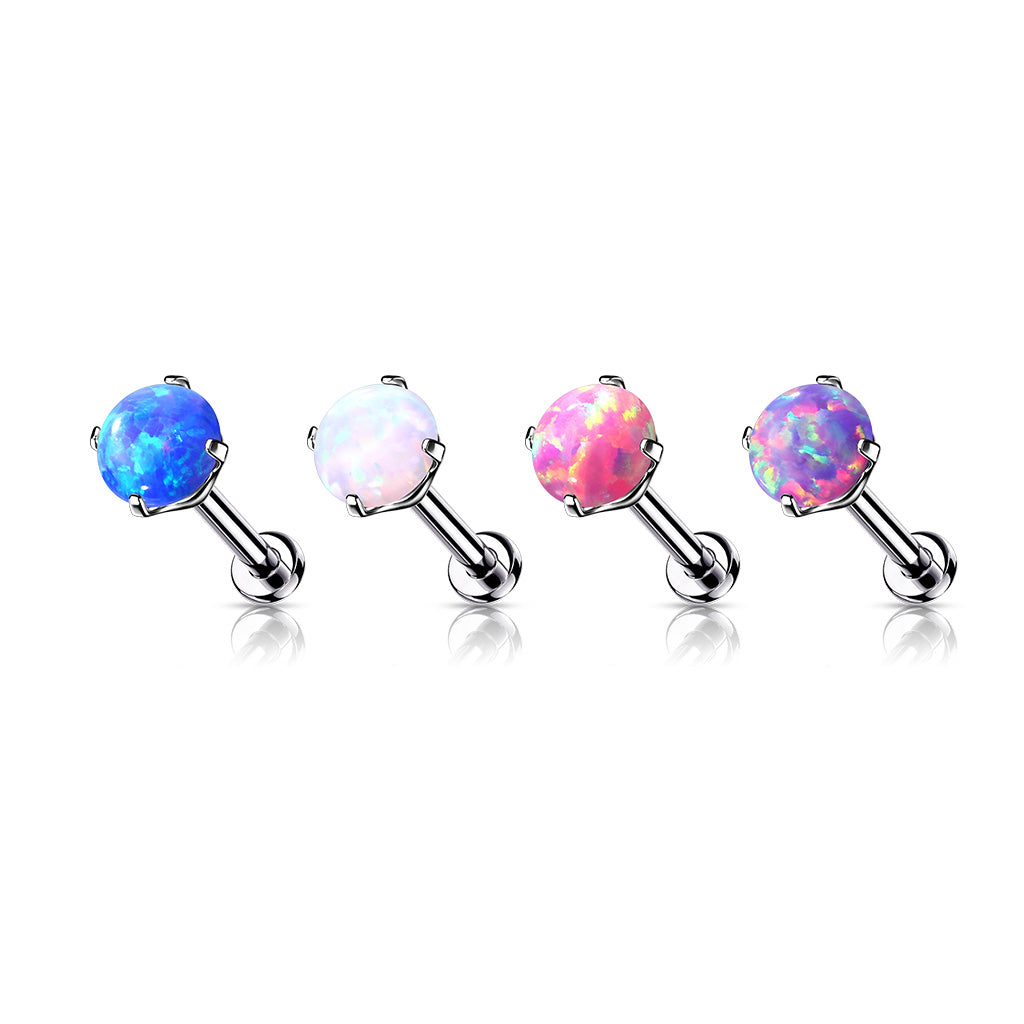 1pc Titanium Push In Prong Set Opal 16g Labret Stud Lip Ring Helix Ear Cartilage