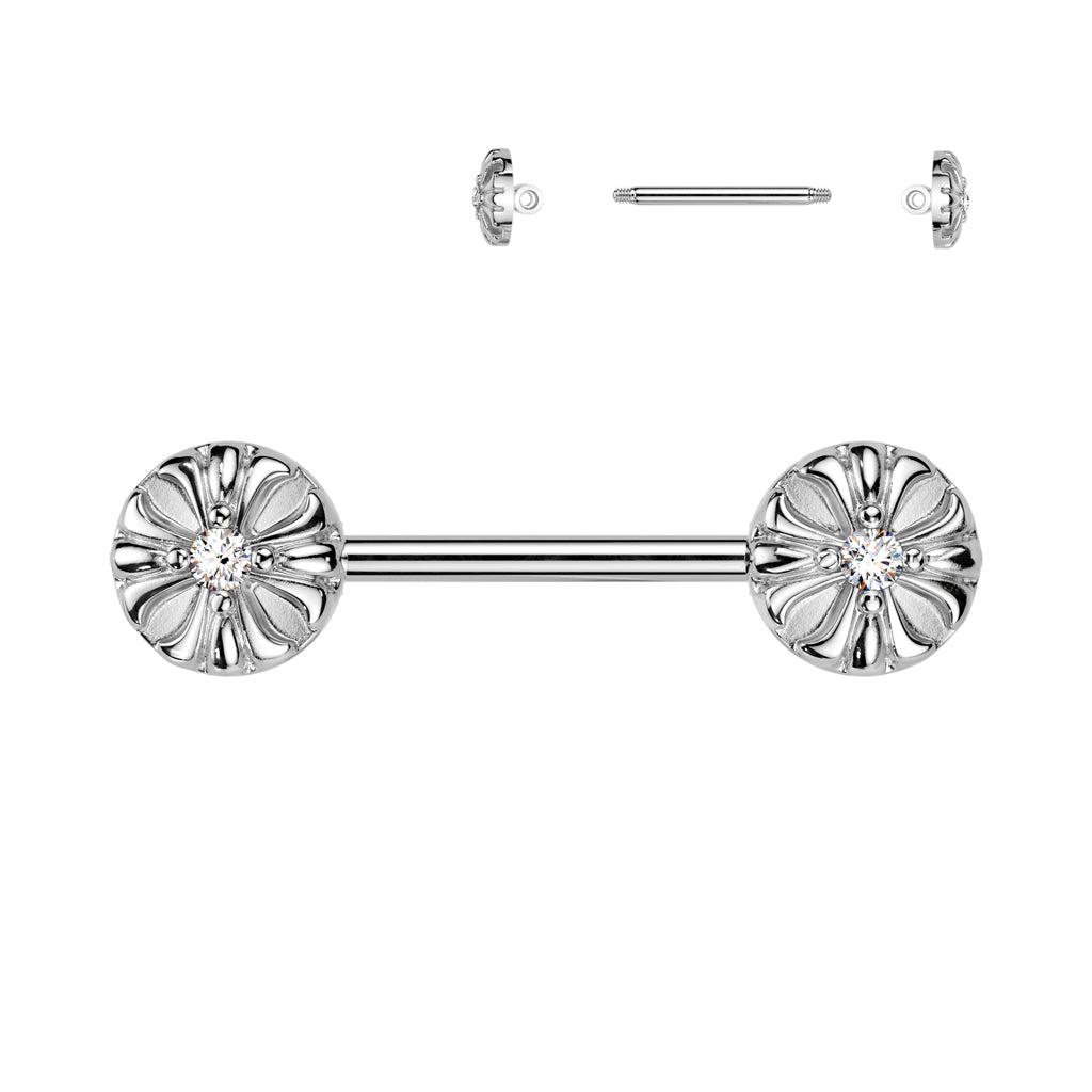 PAIR Celtic Cross CZ Gem 14g Nipple Ring Barbells Shields