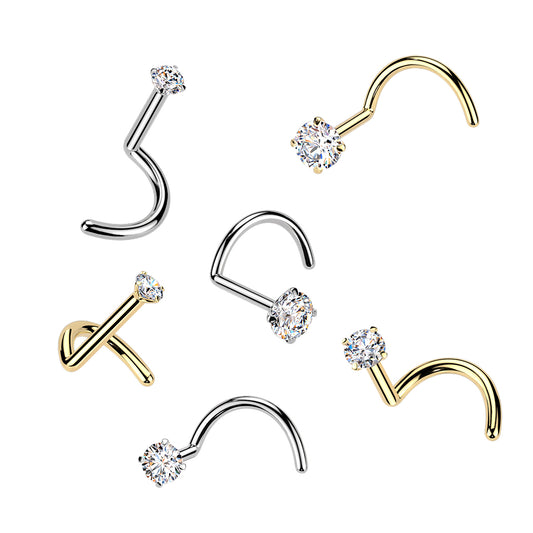 1pc Solid Implant Grade 23 Titanium 6AL4V-ELi L-Bend Nose Screw Ring  18g or 20g