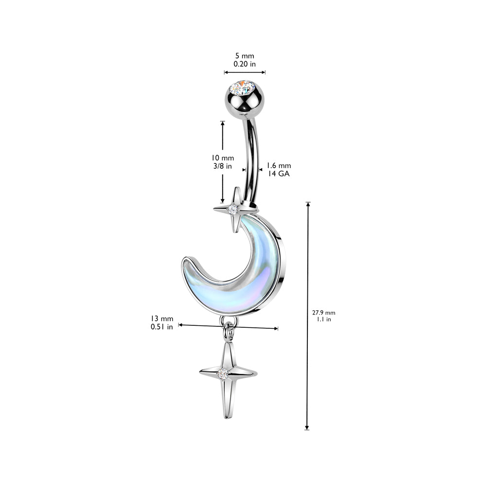 1pc Aurora Borealis Crescent Moon Belly Ring Navel Naval