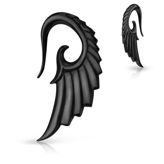 PAIR Organic Horn Angel Wing Tapers Plugs Expanders Gauges Body Jewelry