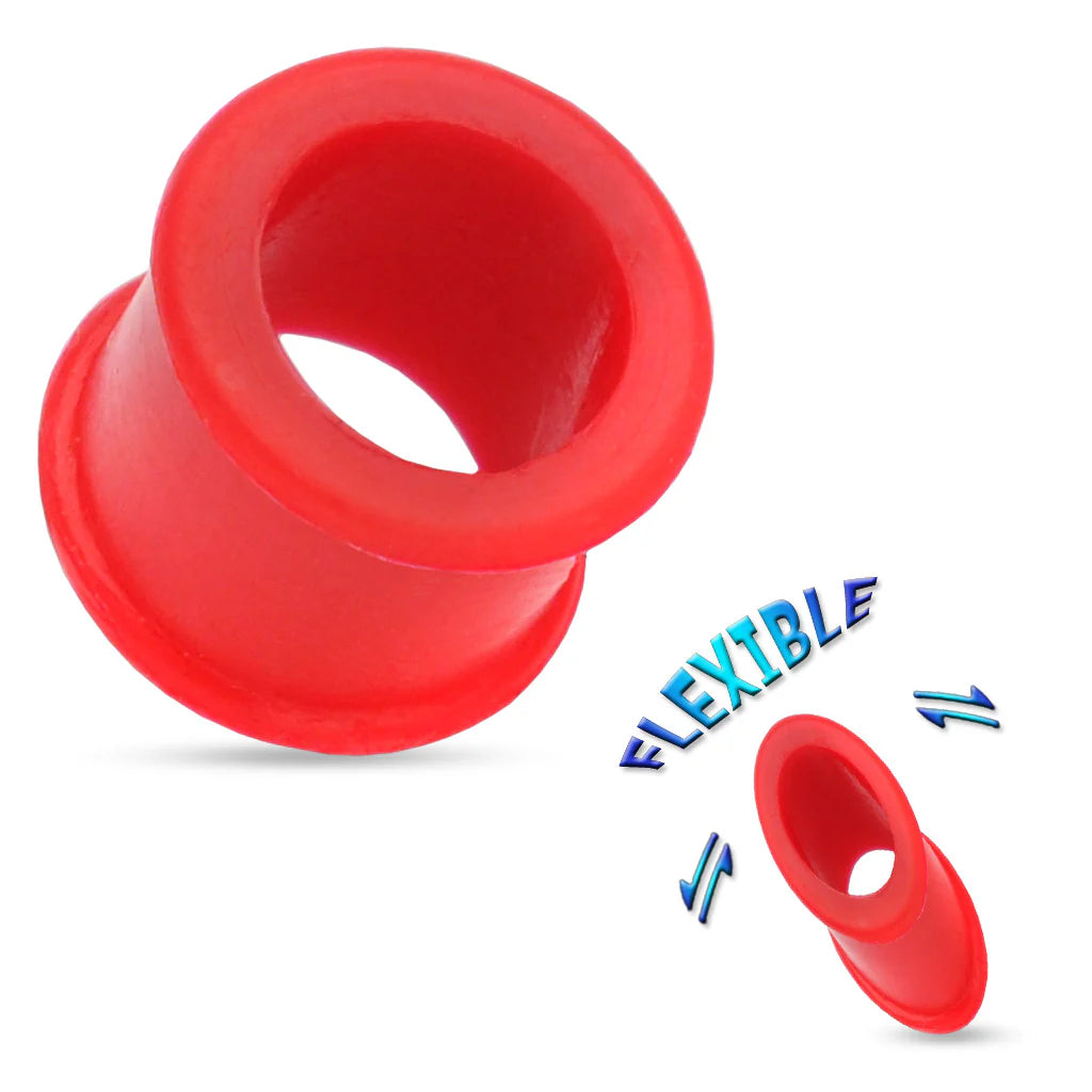 PAIR Flexible Silicone Tunnels Plugs Gauges Earlet Pierced Body Piercing Jewelry