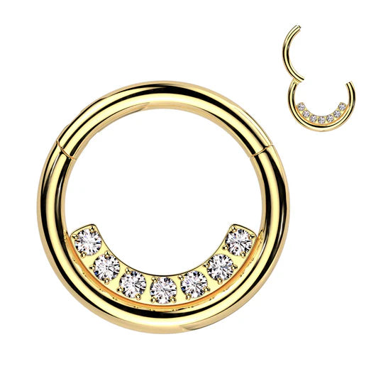1pc Inner CNC Gems Hinged Segment Ring 16g Septum Clicker 316L Surgical Steel