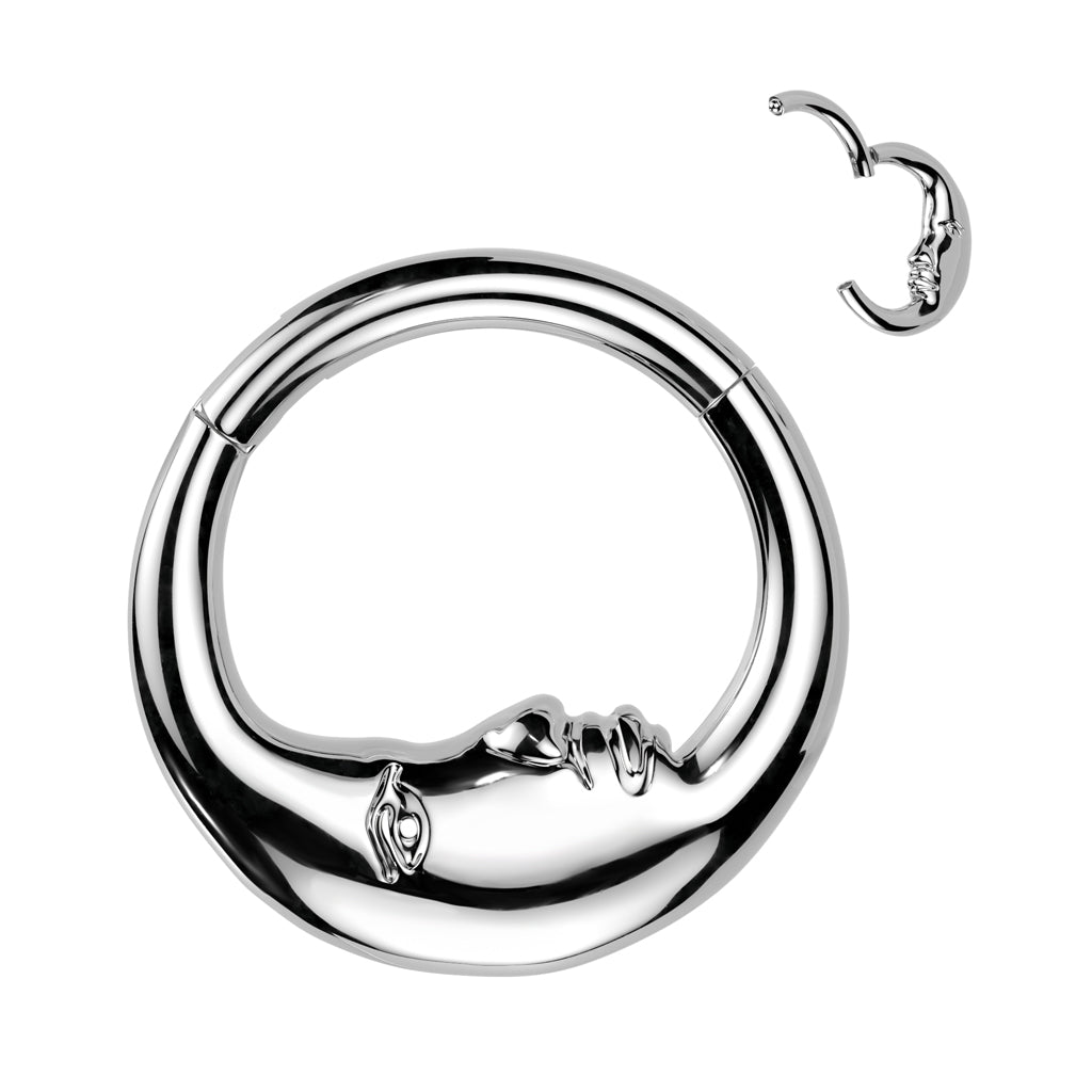 1pc Face of the Moon Hinged Segment Ring 16g Helix Septum Clicker Surgical Steel