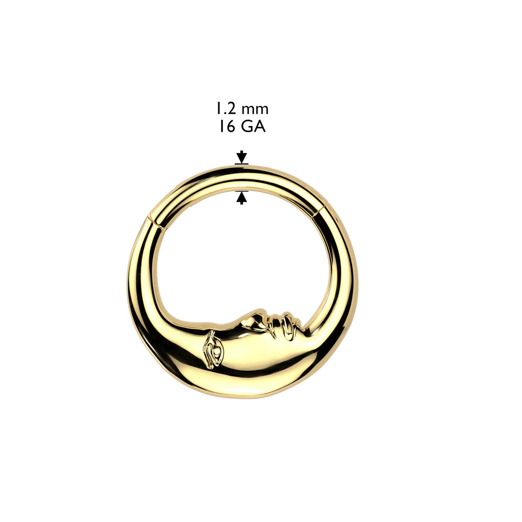 1pc Face of the Moon Hinged Segment Ring 16g Helix Septum Clicker Surgical Steel