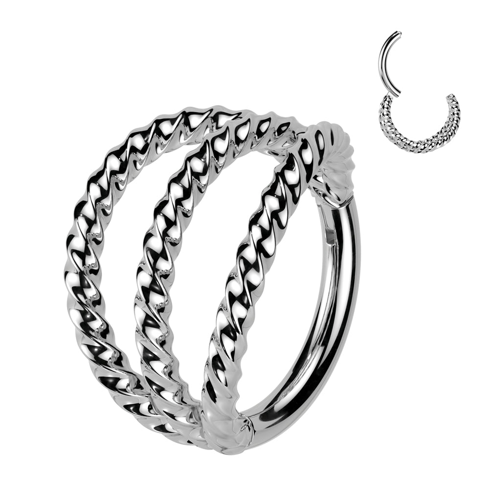 1pc Triple Braided Hinged Segment Ring 16g Helix Septum Clicker Surgical Steel