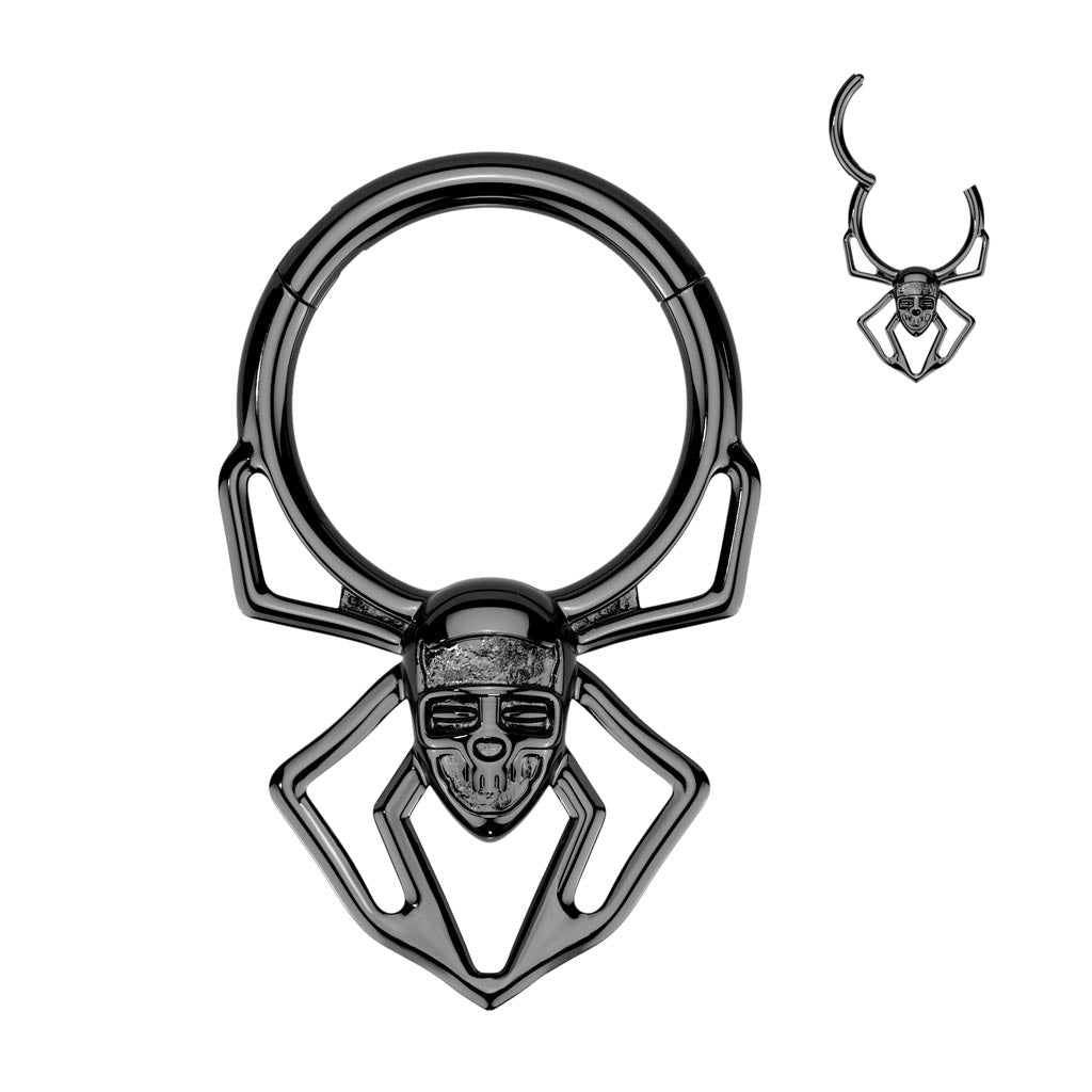 1pc Skull Face Spider Hinged Segment Ring Septum Clicker 316L Surgical Steel