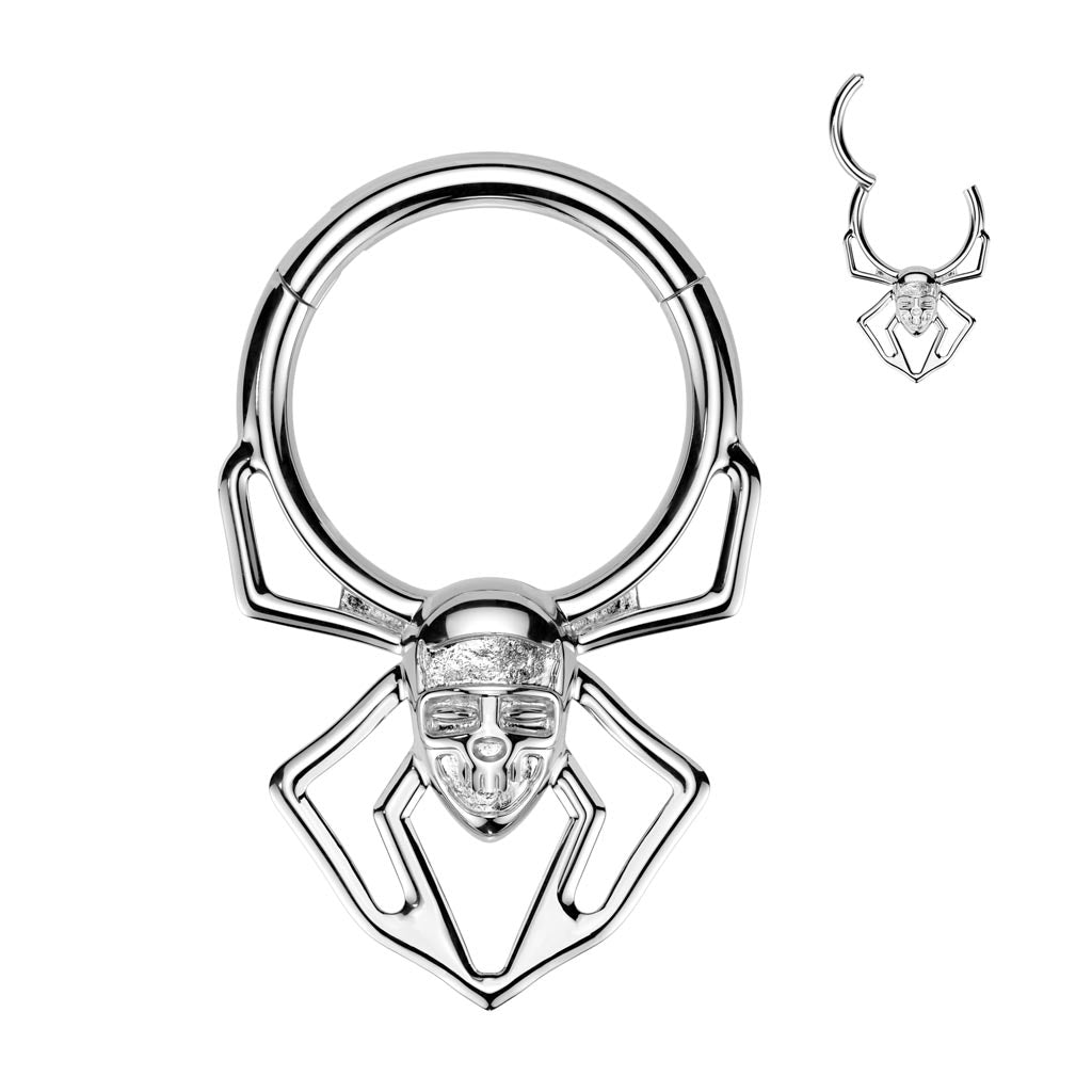 1pc Skull Face Spider Hinged Segment Ring Septum Clicker 316L Surgical Steel