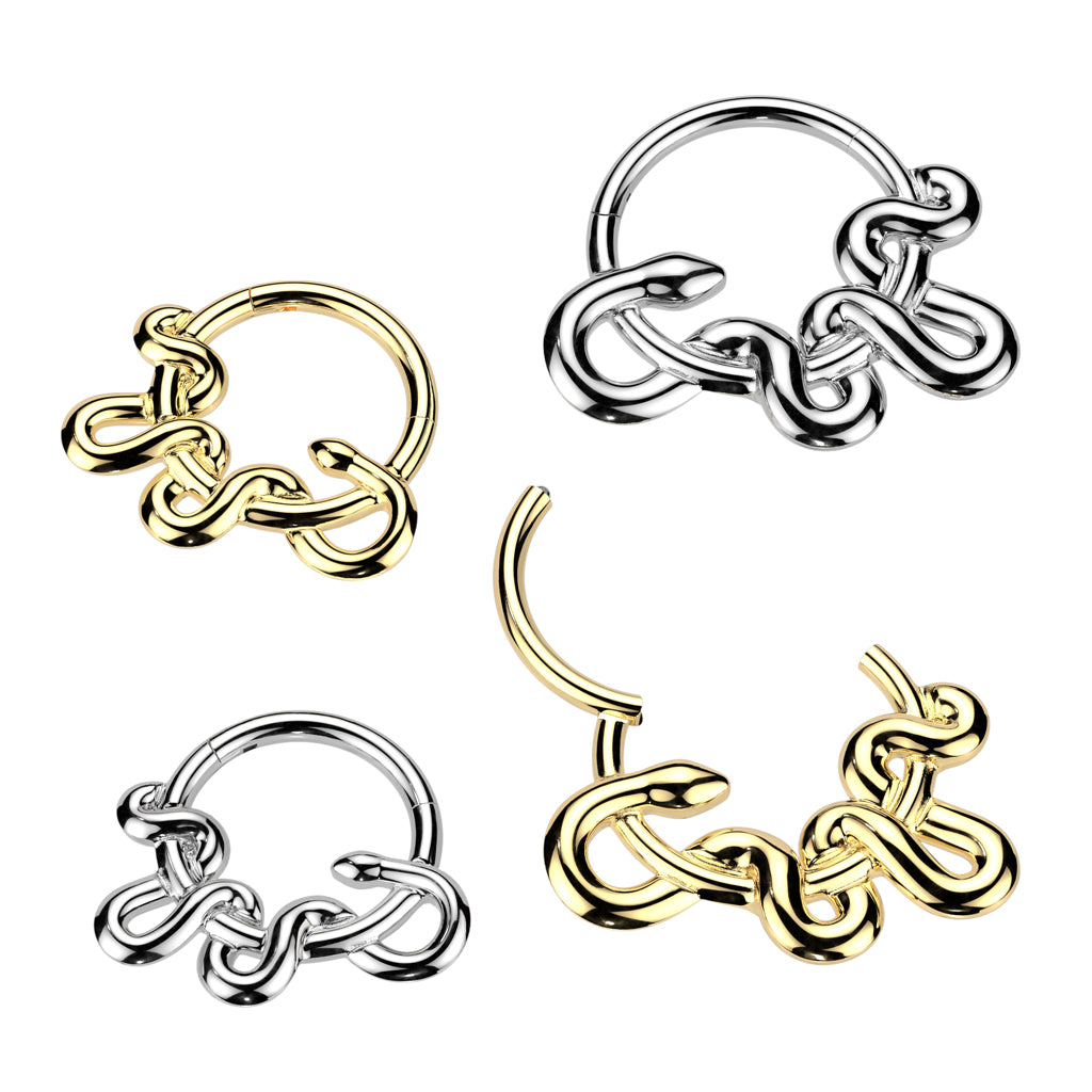 1pc Twisted Snake Hinged Segment Ring Helix Septum Clicker Body Jewelry